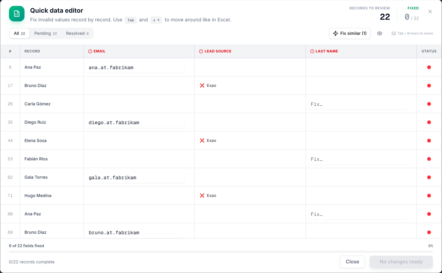 Quick data editor (Fix Center)