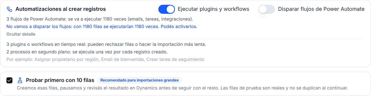 Panel de automatizaciones: plugins, workflows y flujos de Power Automate de la entidad